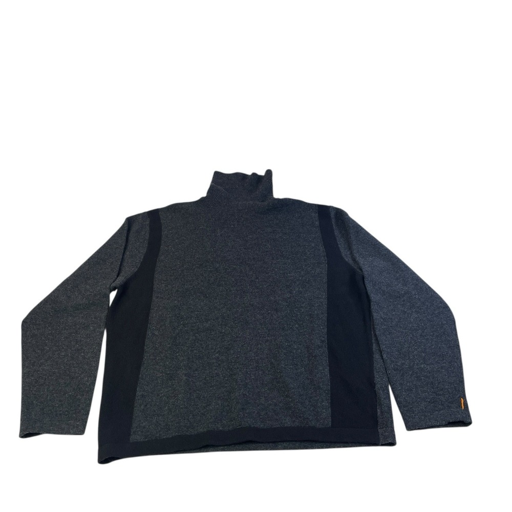 Hugo Boss Black & Gray Colorblock 100% Wool Sweater Modern Minimalist Mens 2XL